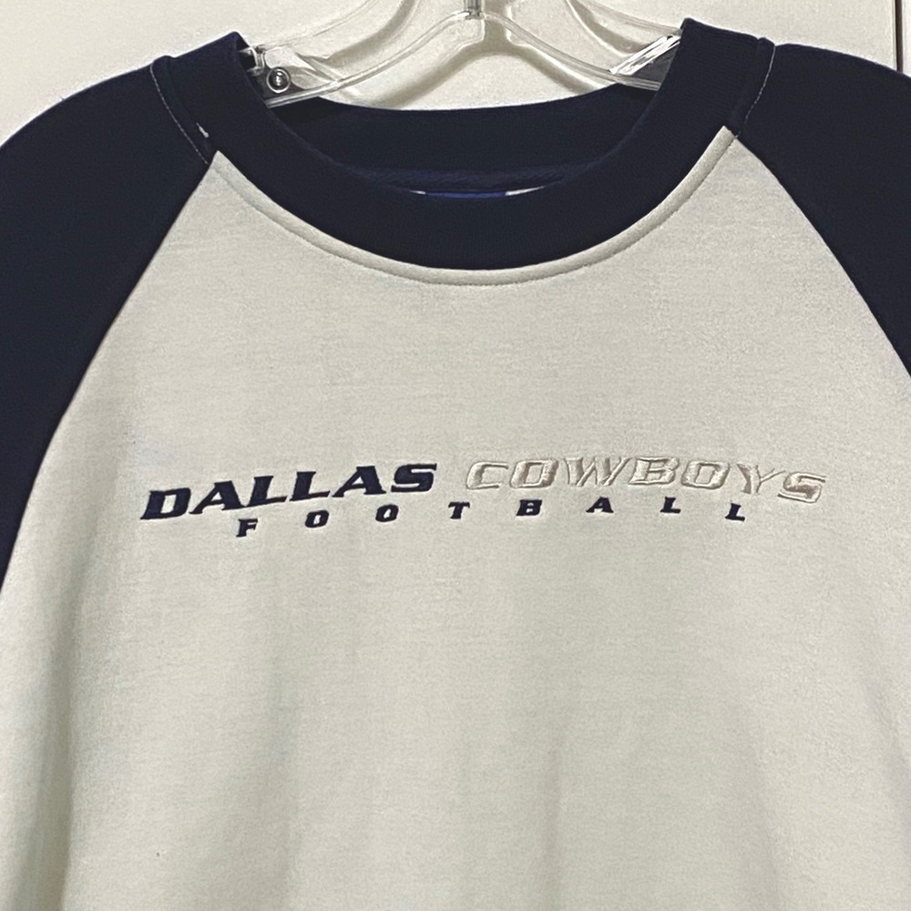 Vtg Y2K Reebok Dallas Cowboys NFL Sweatshirt Mens Medium Raglan Crewneck White